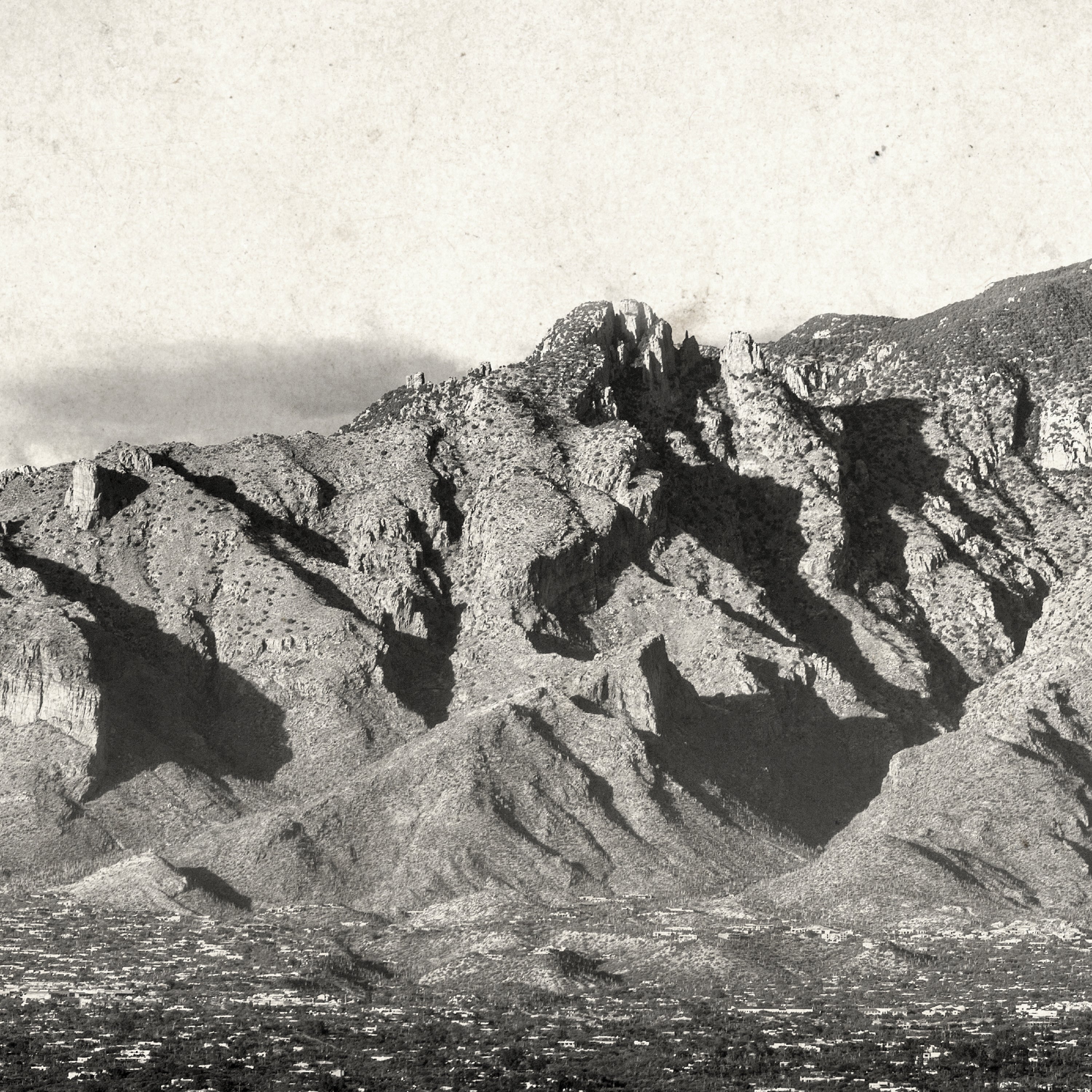 black and white image of mountains